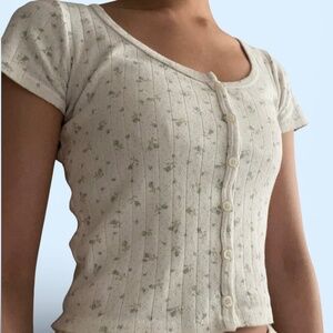 Brandy Melville Zelly Floral Eyelet Top